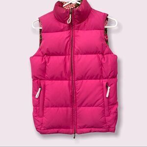 Lily Pulitzer Solid Pink/Floral Reversible Puffy Vest